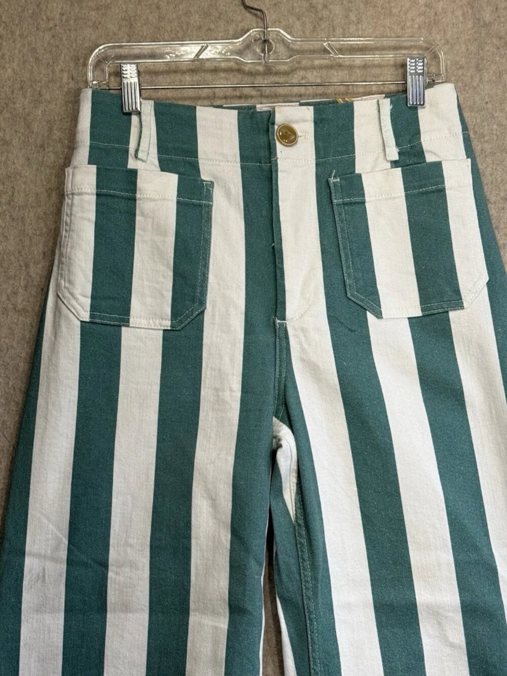 NEW ANTHROPOLOGIE Maeve Colette Striped Denim Wide Leg Pants Size 24 - Picture 4 of 8